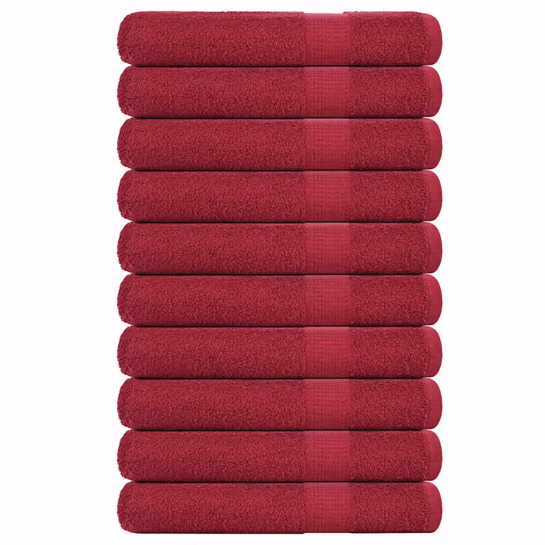 Pack de 10 toallas de sauna vidaXL FROGN en color rojo, de algodón rizo, 80 x 200 cm, 360 g/m²