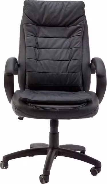 Silla de oficina ejecutiva NOTEK reclinable y giratoria en cuero artificial negro con reposacabezas y reposabrazos