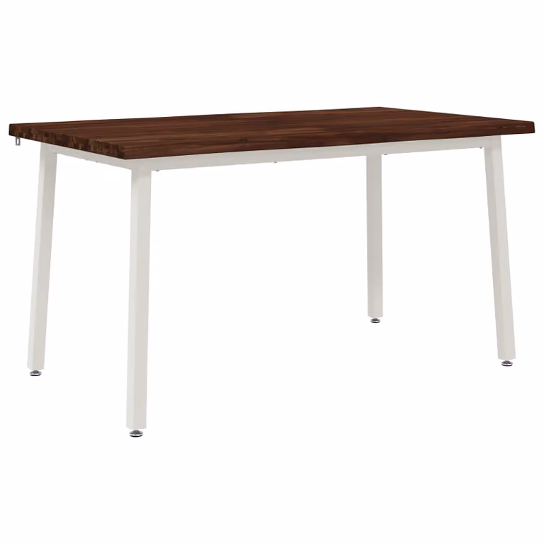 Mesa de comedor moderna vidaXL de madera de acacia con borde natural y patas de metal, An/P/Al: 140 x 80 x 75 cm