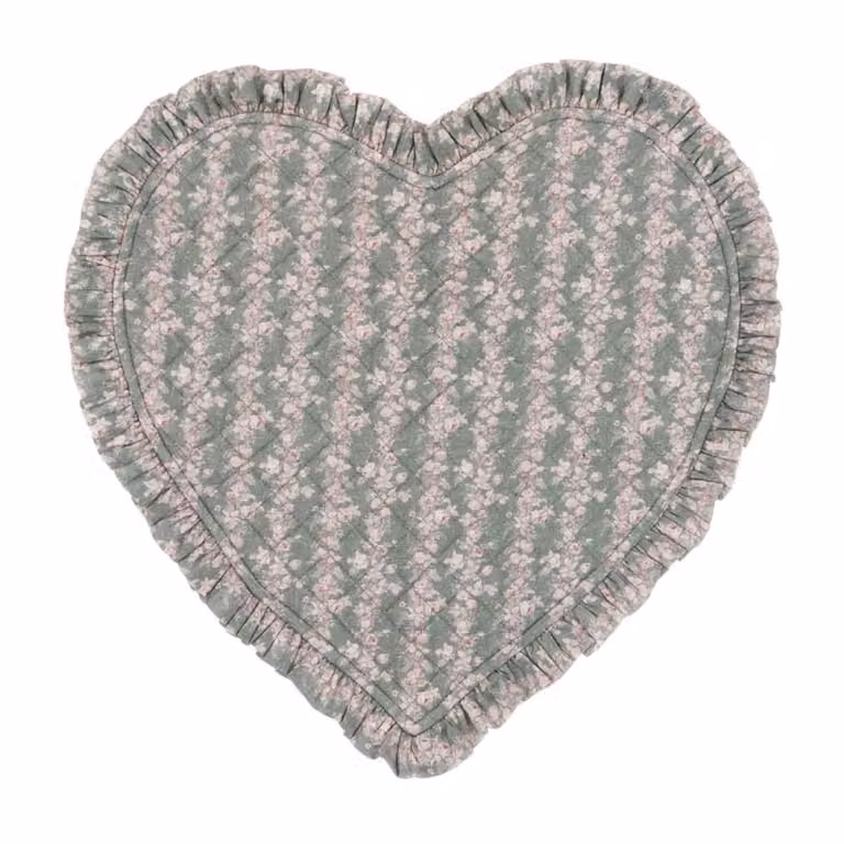Mantel individual de algodón con diseño de corazón verde Blanc Mariclo