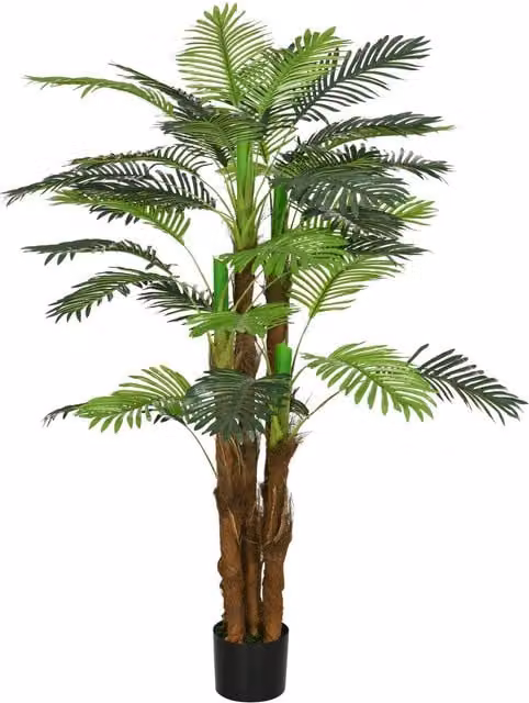 Palmera artificial NORTHIX para interior o exterior con 36 ramas, colores verde, marrón y negro, Altura: 160 cm