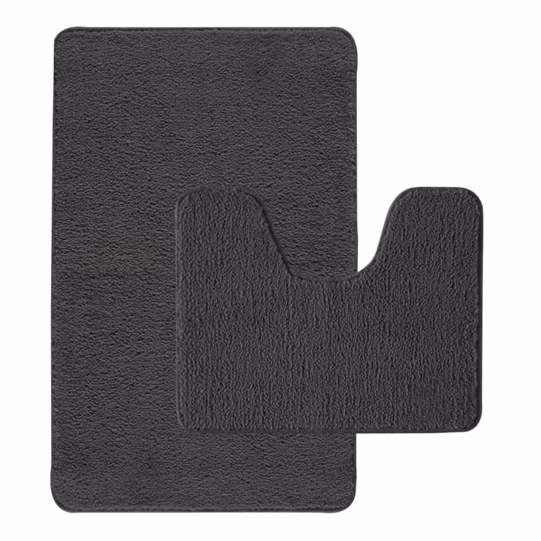 Juego de 2 alfombras de baño antideslizantes de Guy Levasseur en poliéster, colores marrón y gris, An/P: 50 x 80 cm y 50 x 40 cm