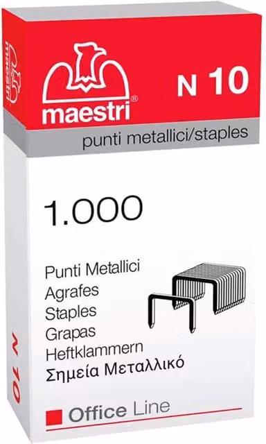 Grapas para grapadora mini modelo N10 de Romeo Maestri, acero galvanizado, 1000 unidades