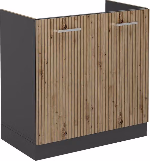 Armario bajo para fregadero Vicco R-Line en roble artesanal de 80 cm