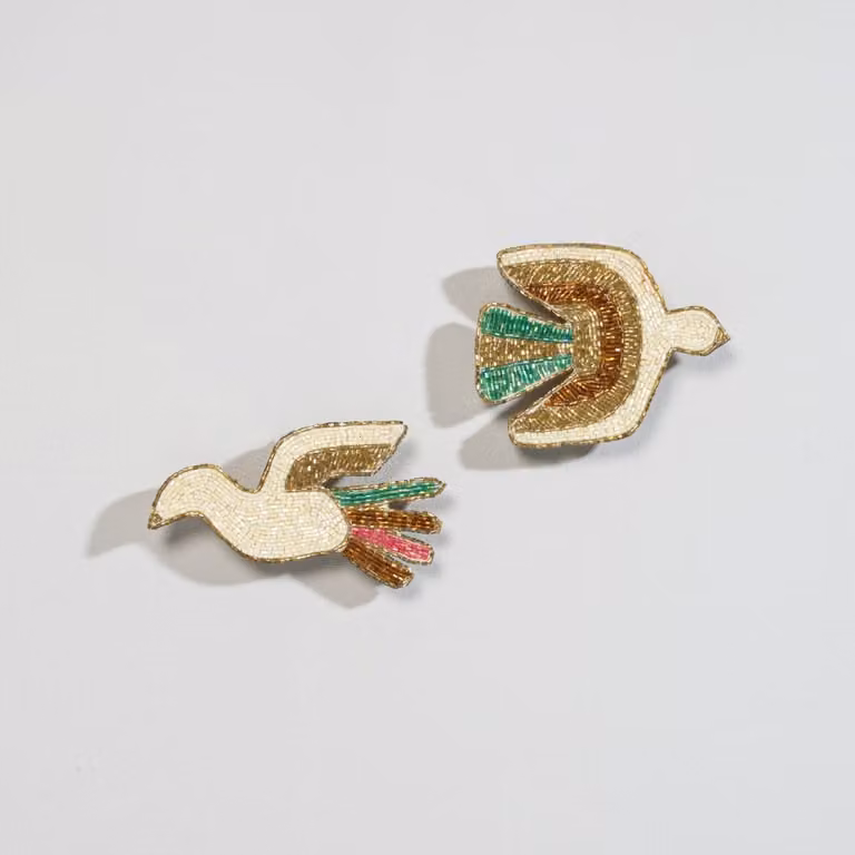 Set de 2 figuras de pájaros con perlas para decorar la pared de Maisons du Monde en multicolor