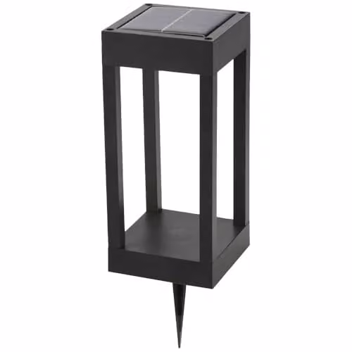 Lámpara solar para poste Megatron con detector de movimiento, LED RGB y luz cálida 3000K, 45 lúmenes, IP44, color negro