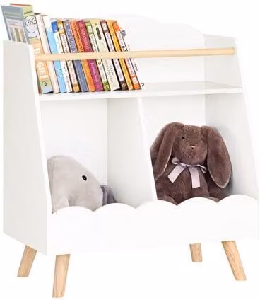 Librería infantil Sobuy blanca con estantería y compartimentos para organizar juguetes y libros, An/P/Al: 71 x 35 x 20 cm