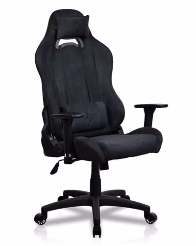 Silla Gaming y de Oficina Arozzi Torretta Premium Supersoft en color negro con reposacabezas y diseño ergonómico
