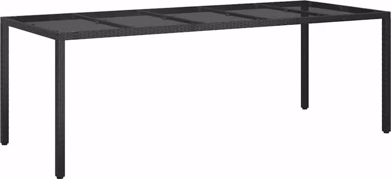 Mesa de jardín Syfax rectangular en ratán sintético negro mate An/P/Al: 250 x 100 x 75 cm