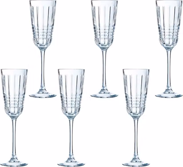 Set de 6 copas de champán Rendez-vous de Cristal d'Arques en cristal transparente con diseño geométrico