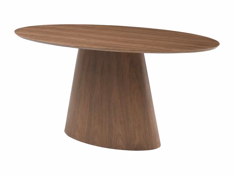 Mesa de comedor ovalada moderna VENTE-UNIQUE en nogal color marrón con columna central, An/P/Al: 180 x 90 x 75 cm
