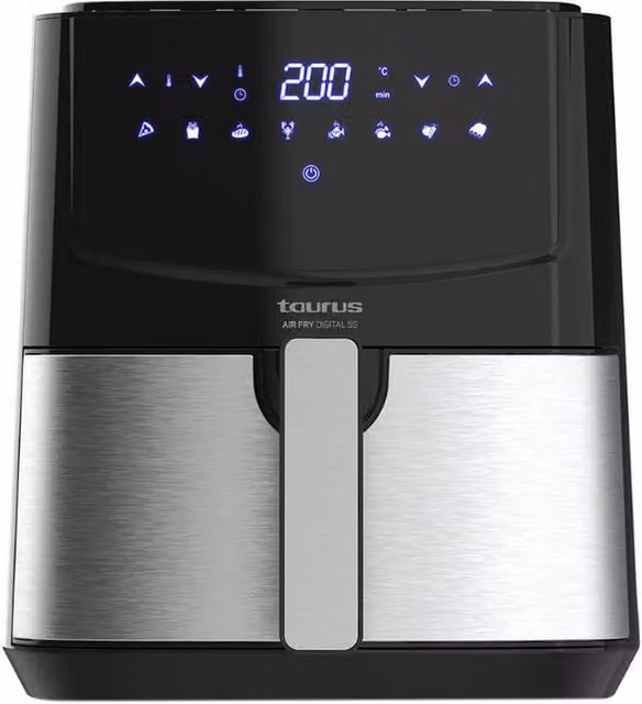 Freidora sin aceite Taurus Air Fry Digital 5L en acero inoxidable y negro/plata con pantalla digital