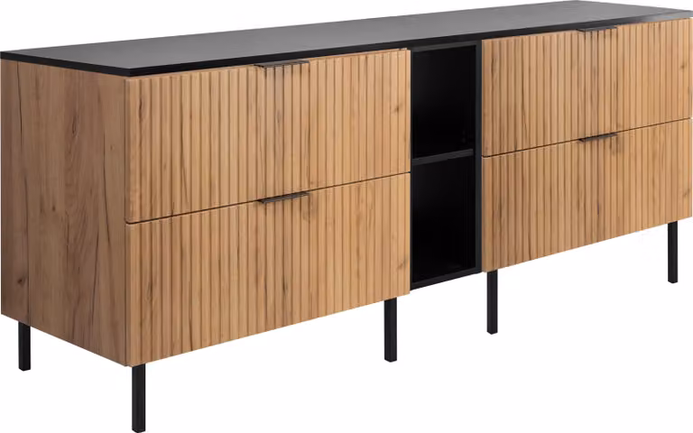 Mueble de baño moderno de roble marrón con puertas y cajones 3E 3xE living.com An/P/Al: 180 x 77 x 46 cm