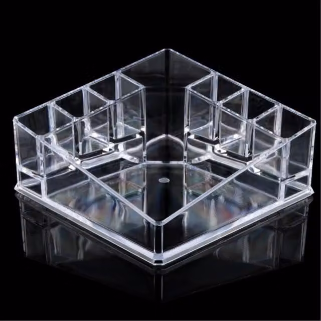Contenedor Organizador de Maquillaje y Expositor de Joyas de Acrílico Transparente de Trade Shop Traesio con Bandeja An/P/Al: 14 x 13,5 x 7 cm