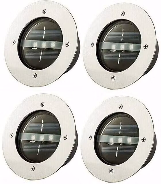 Pack de 4 Focos Empotrables LED ODIPIE para Jardín, Estancos IP65, Luz Blanca Fría, Color Blanco y Plata, Diámetro: 12 cm