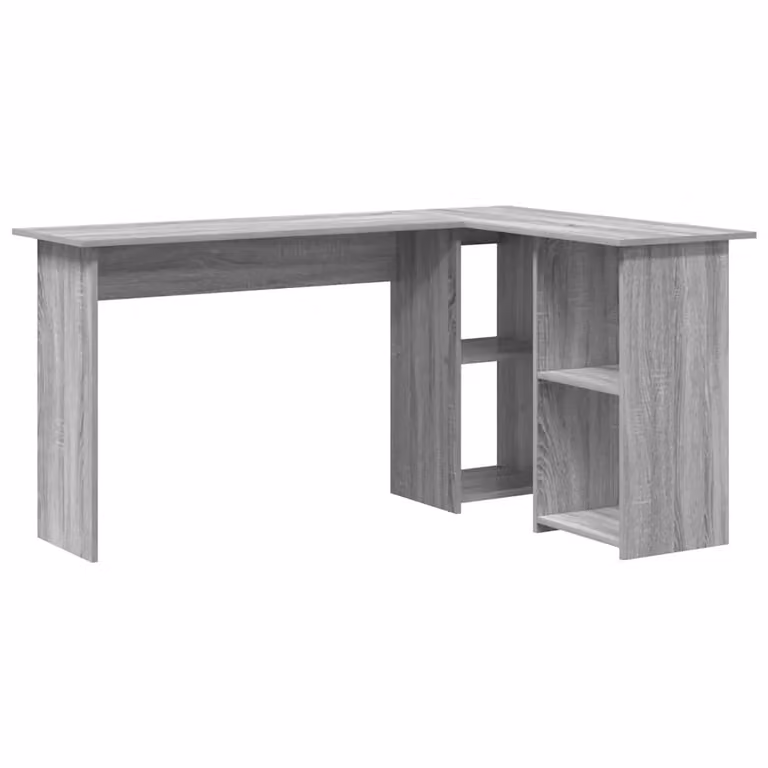 Escritorio de esquina vidaXL en color gris sonoma, fabricado en madera de ingeniería MDF, An/P/Al: 142 x 102 x 73 cm