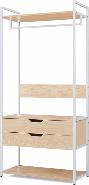 Perchero burro Larem en.casa con barra para ropa y estantes en efecto roble, Al x An x P: 180 x 84 x 40 cm