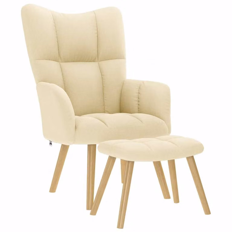 Sillón de relax con taburete vidaXL en tela color beige para salón
