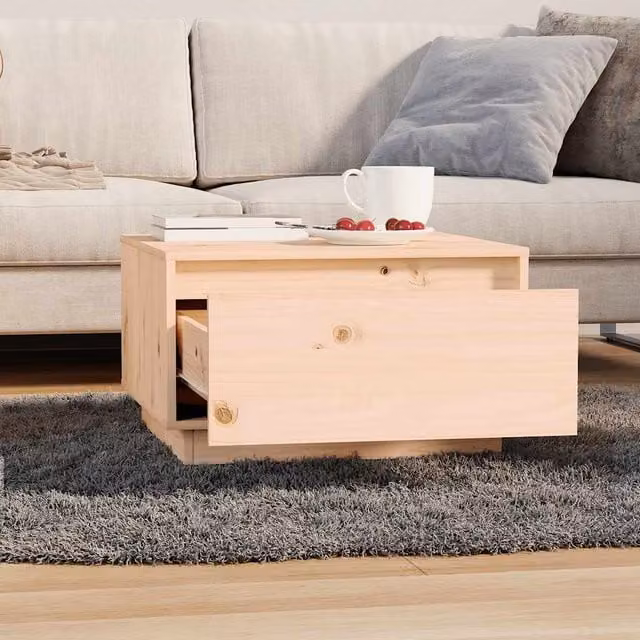 Mesa de centro rectangular de madera maciza de pino SYFAX An/P/Al: 56 x 55 x 32 cm