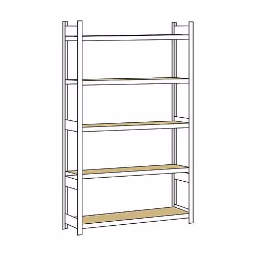 Estantería de gran tensión Certeo Schulte con tablero de partículas y estantes ajustables, color blanco y plata, An/P/Al: 150 x 50 x 300 cm