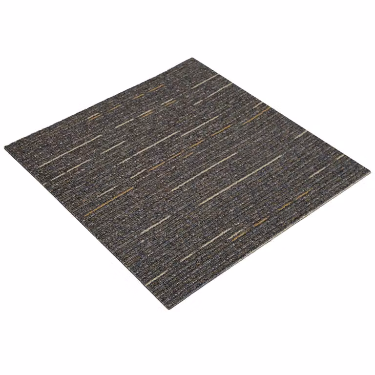 Set de 20 piezas de azulejos de alfombra vidaXL con diseño de rayas moderno en color marrón claro, fabricados en polipropileno, An/P: 50 x 50 cm