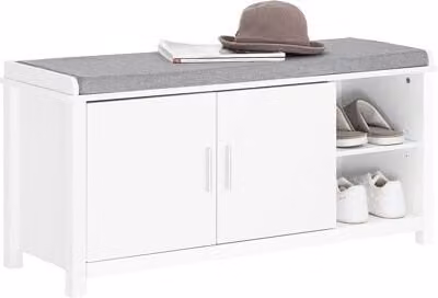 Banco zapatero con 2 puertas Sobuy blanco para entrada o dormitorio An/P/Al: 105 x 35 x 51 cm