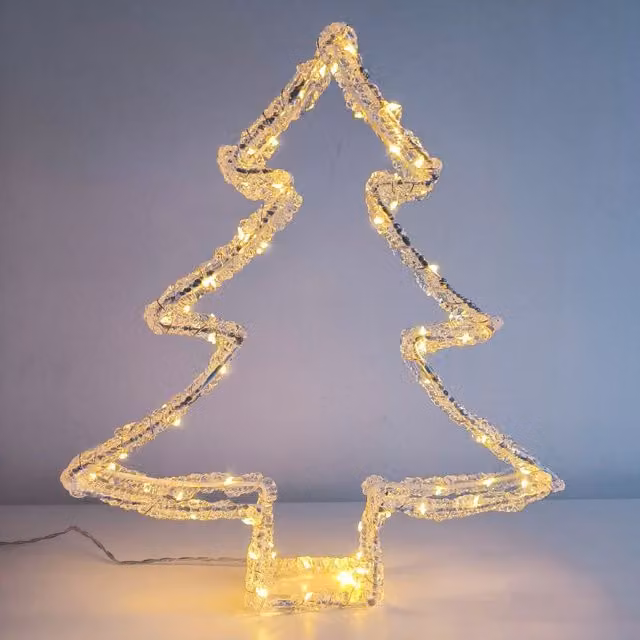 Árbol de Navidad 3D F-BRIGHT con 80 LEDs de luz blanca cálida, resistente al agua IP44 para interior y exterior con temporizador