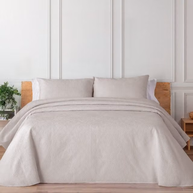 Colcha bouti patchwork Manterol modelo Spot Summer Soft en beige y rosado para cama de 135 cm