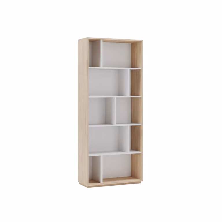 Estantería librería Herdasa colección Nack con 5 niveles en melamina color roble y blanco An/P/Al: 80 x 32 x 191 cm