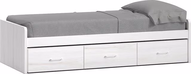 Cama individual Noel de El Corte Inglés con 3 cajones en color beige y blanco