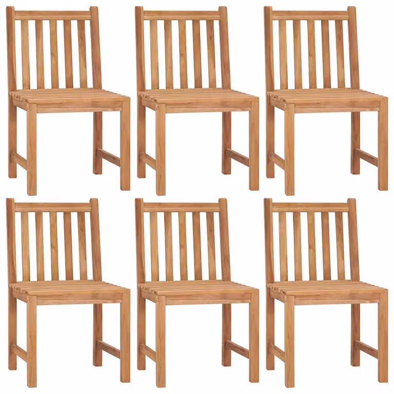 Set de 6 sillas de jardín vidaXL de madera maciza de teca con cojines azules y color marrón