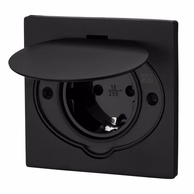 Caja empotrable para enchufe de suelo ADAKAT modelo Metall en acero inoxidable color negro con protección IP44
