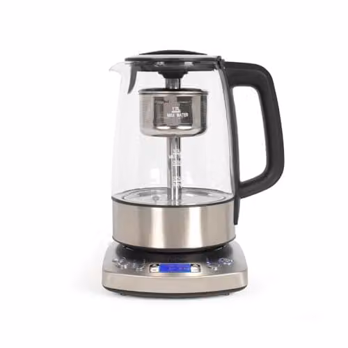 Hervidor inalámbrico Livoo DOD209 de acero inoxidable y vidrio, 1,7 l, 2000 W, color gris y plata con funciones de mantener caliente y temporizador