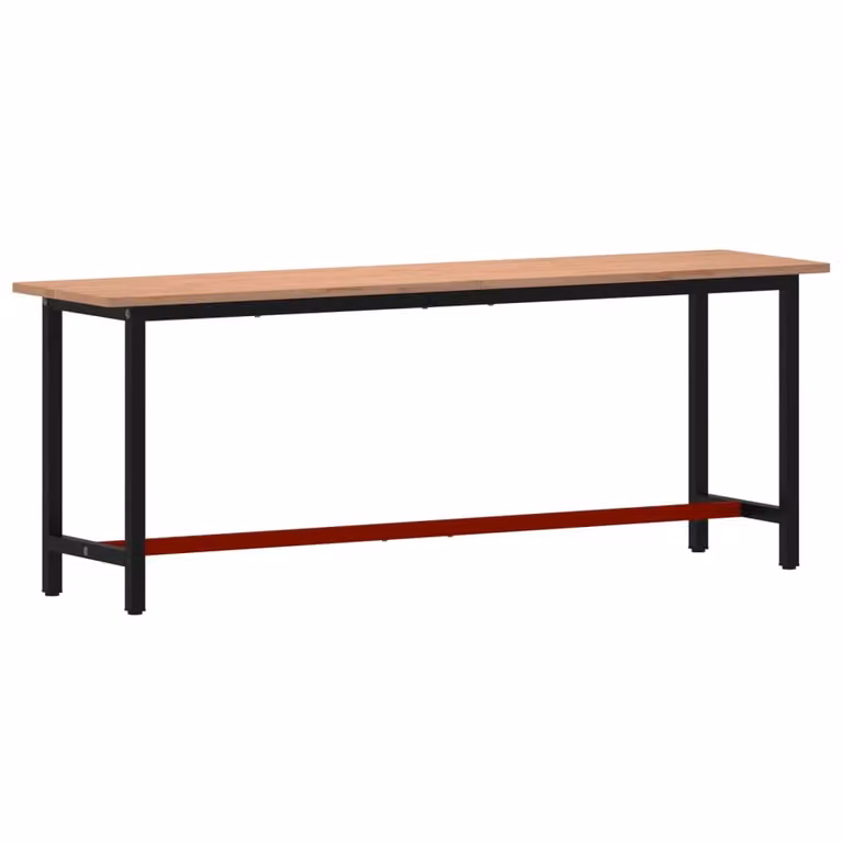 vidaXL Banco de trabajo de madera de haya y metal An/P/Al: 220 x 55 x 81,5 cm