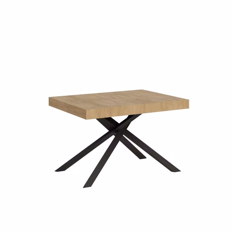 Mesa extensible Ityhome de estilo moderno en color roble y antracita, An/P/Al: 120 x 90 x 74 cm