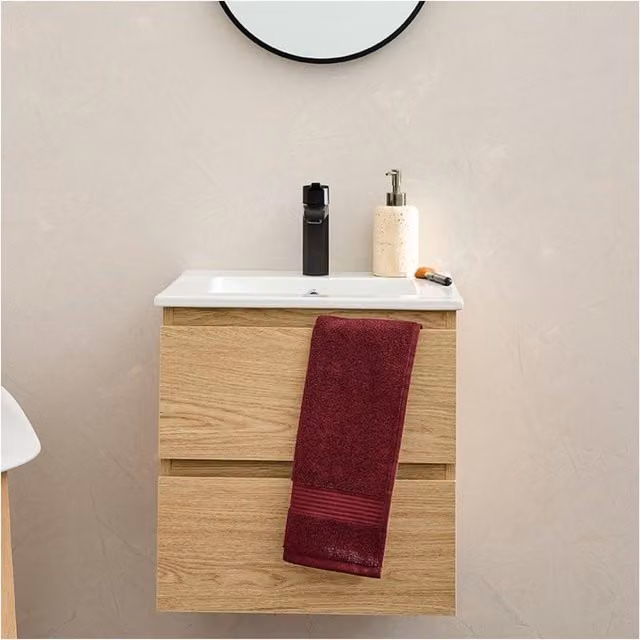 Juego de muebles de baño Mob-In Sorrento de 2 piezas en acabado roble con mueble de lavabo moderno An/P/Al: 45 x 40 x 43,5 cm