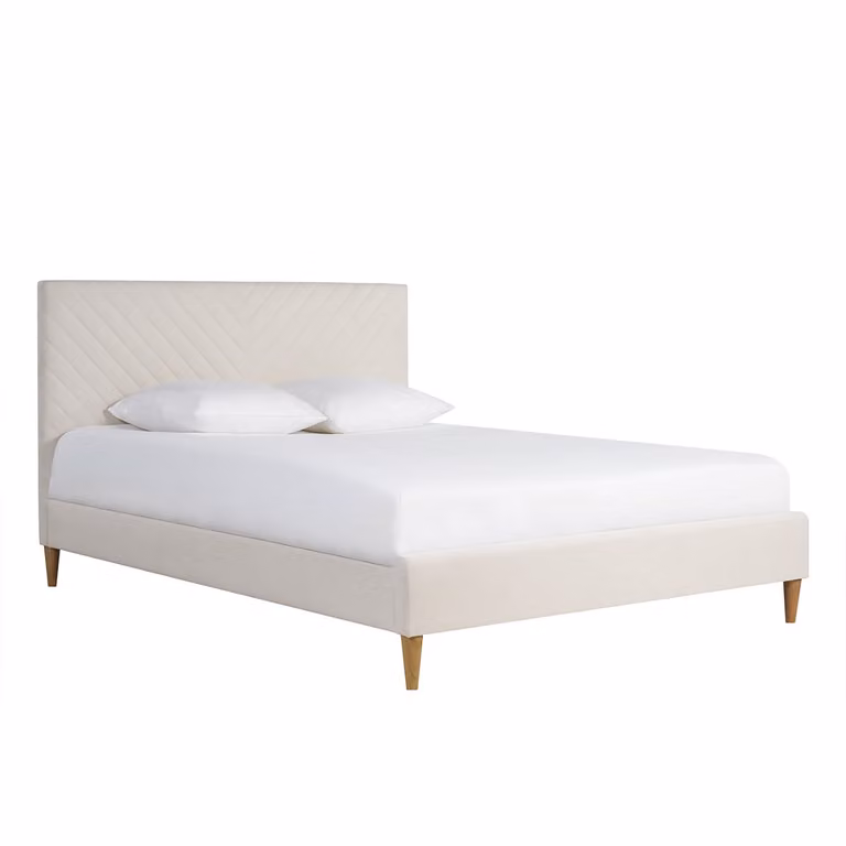 Cama tapizada Sidonie de Miliboo en color beige, An/P/Al: 160 x 200 cm