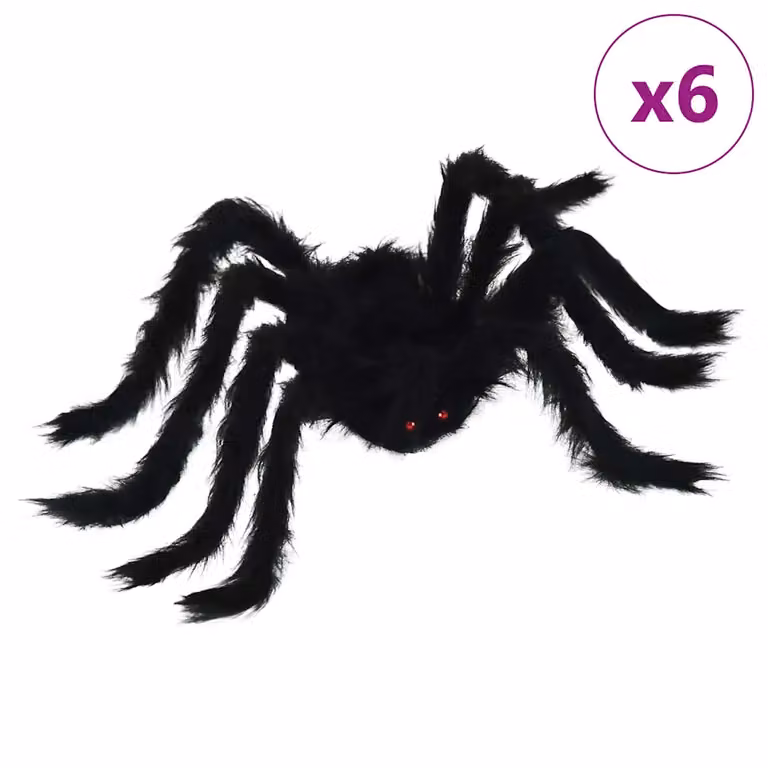 Set de 6 decoraciones de arañas colgantes vidaXL para Halloween en color negro, 75 cm