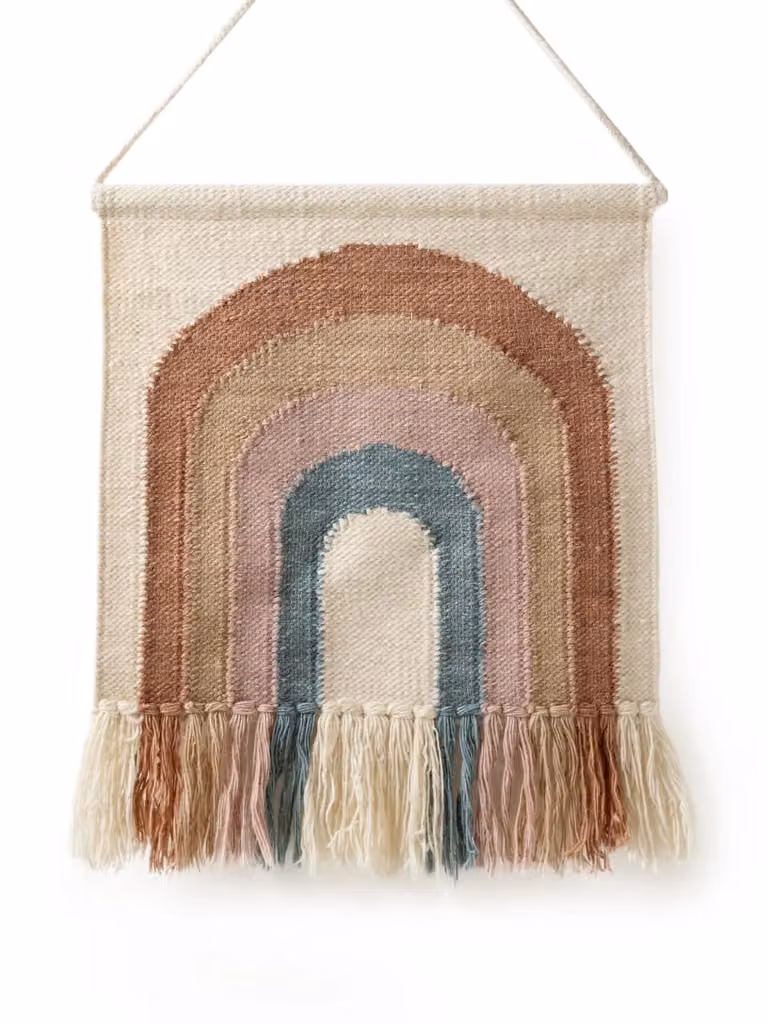 Adorno de pared textil Lytte con diseño geométrico abstracto multicolor de estilo boho, An/P: 50 x 50 cm