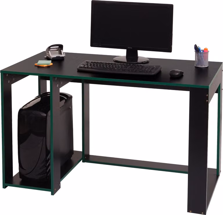 Escritorio Mendler HWC-J26 para ordenador y oficina, An/P/Al: 120 x 60 x 76 cm, color negro y verde