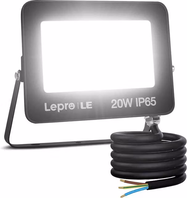 Proyector LED exterior Lepro de 20W con 1700 lm, luz blanca fría de 5000K y protección IP65 para jardín y terraza