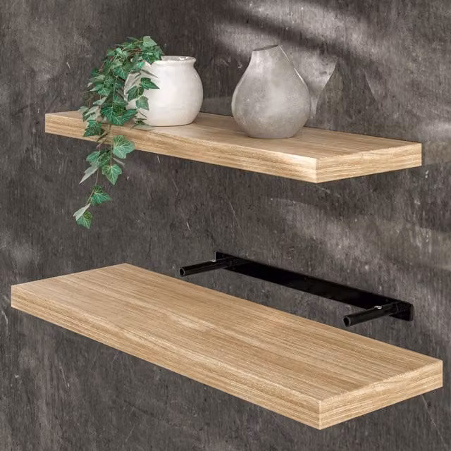 Estante de pared flotante Casaria de MDF en color roble para almacenaje y decoración, An: 70 cm