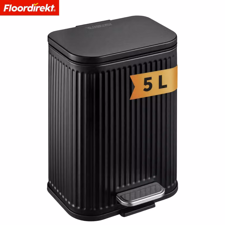 Cubo de basura Miles con pedal, tapa de cierre suave y cubo interior extraíble, color negro, 5 litros