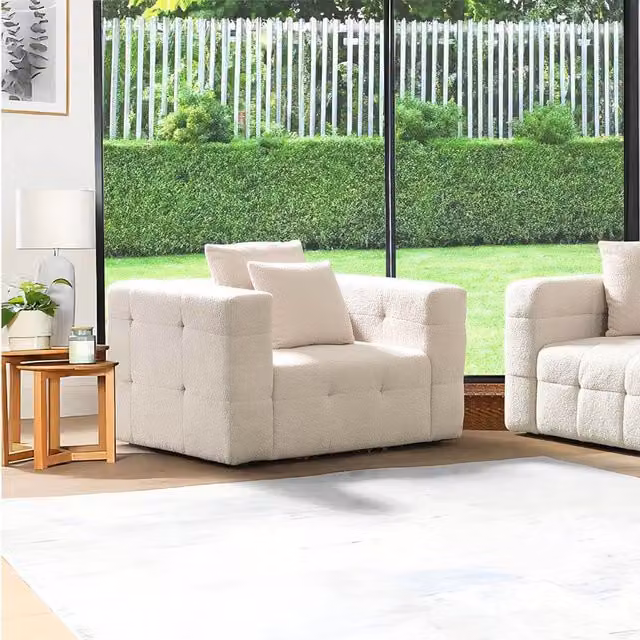 Sillón Teddy Bouclé COMO de Home Deluxe en color beige, An/P/Al: 132 x 92 cm