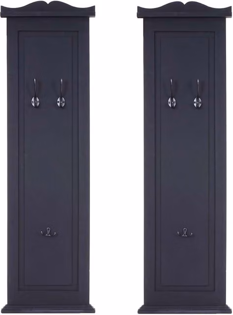 Lote de 2 percheros de pared Hegele T33 con panel de madera y ganchos, color gris oscuro lacado, An/P/Al: 109 x 28 x 4 cm