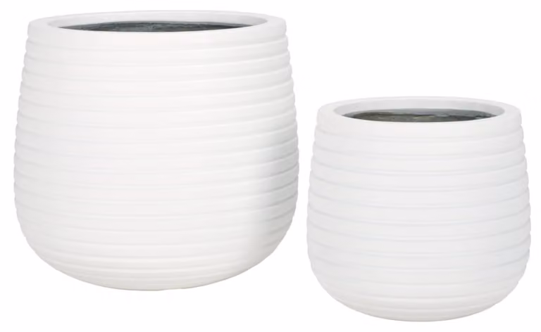Set de 2 macetas modernas de Safavieh en cerámica blanca con diseño de rayas para mesa