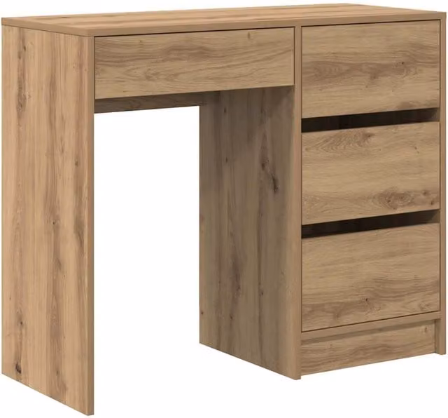 Escritorio moderno SYFAX de madera color roble con cajón, An/P/Al: 90 x 37.5 x 75 cm