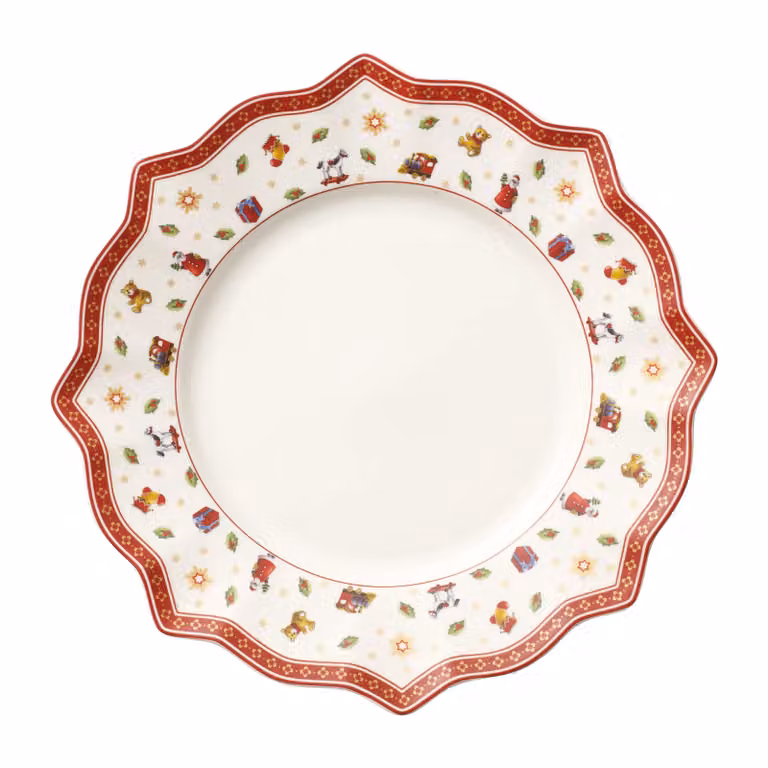 Set de 6 platos llanos Toy's Delight de Villeroy & Boch en porcelana, color blanco y rojo, Diámetro: 29 cm