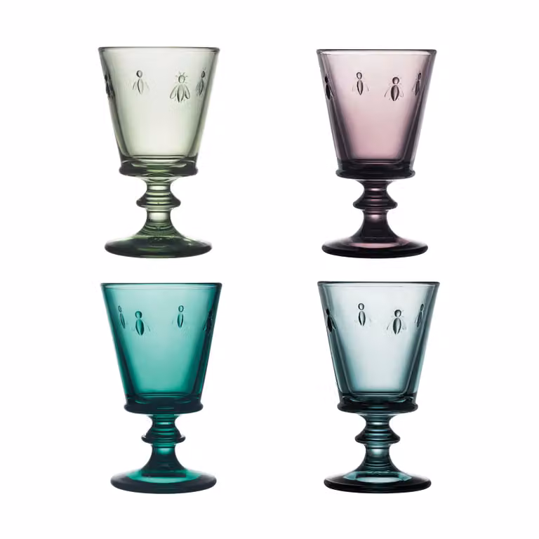 Juego de 4 copas de vino Abeille de La Rochère en varios colores, 24 cl cada una