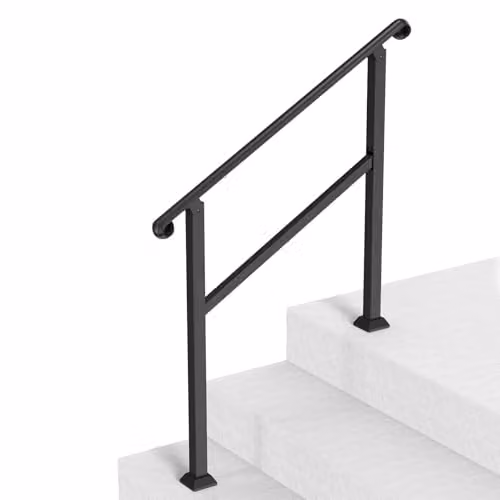 Barandilla de escalera VEVOR de acero inoxidable para 2-3 escalones con kit de instalación, pasamanos para exterior e interior en color negro